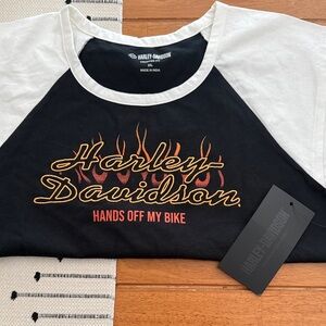 Harley-Davidson Black and White womens short Sleeve Tee